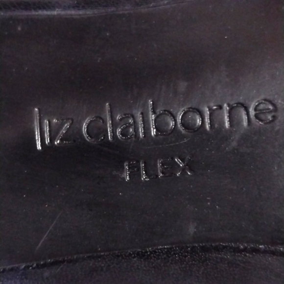 LIZ CLAIBORNE BLACK FABRIC/LEATHER FLEX MID-HEEL SQUARE TOE SIZE 8M MULES/SHOES - Picture 11 of 12